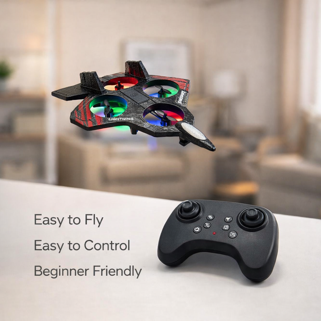 Speed Cyclone 2.4GHz RC Aircraft – 4 Channel Remote Control Plane with 360° Flip, One-Key Takeoff & LED Lights