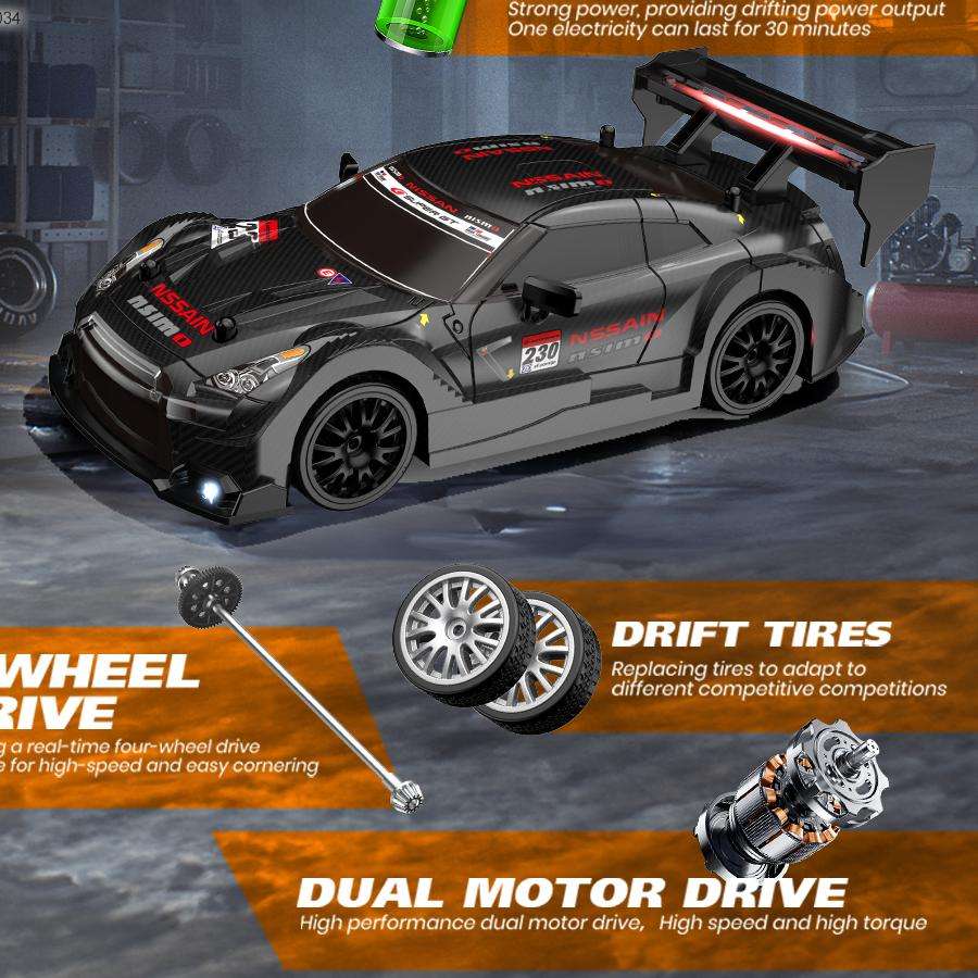 1:24 Drift Racing RC Car – 2.4GHz High-Speed Sports Machine with LED Lights & Drift Tires