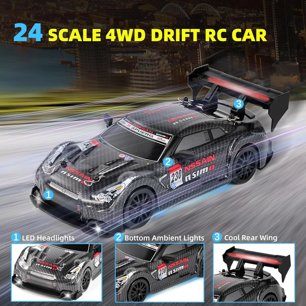 1:24 Drift Racing RC Car – 2.4GHz High-Speed Sports Machine with LED Lights & Drift Tires
