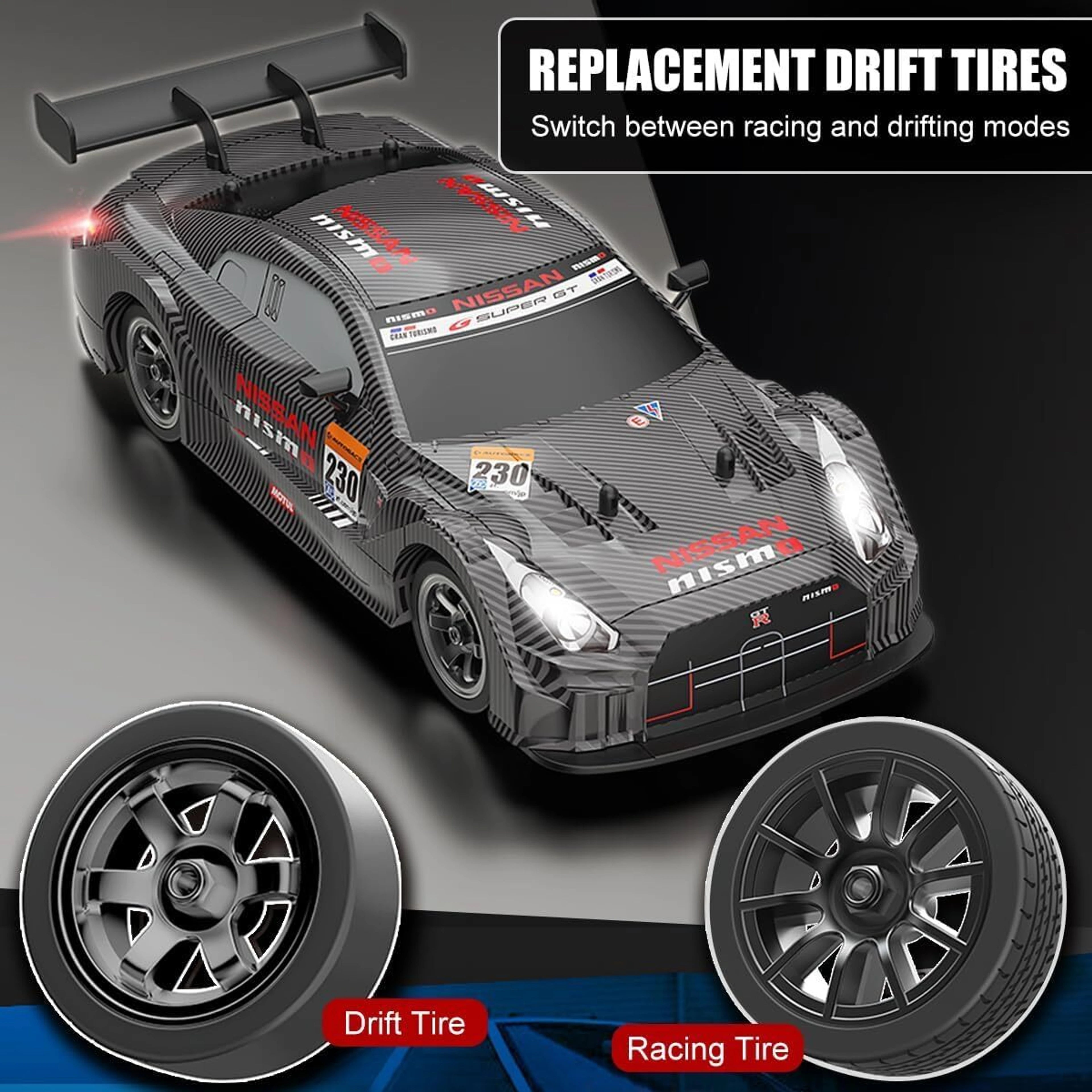 1:24 Drift Racing RC Car – 2.4GHz High-Speed Sports Machine with LED Lights & Drift Tires